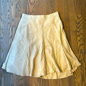 Banana Republic A-Line Skirt Women Size 0 tan Pleated Knee Length Lined